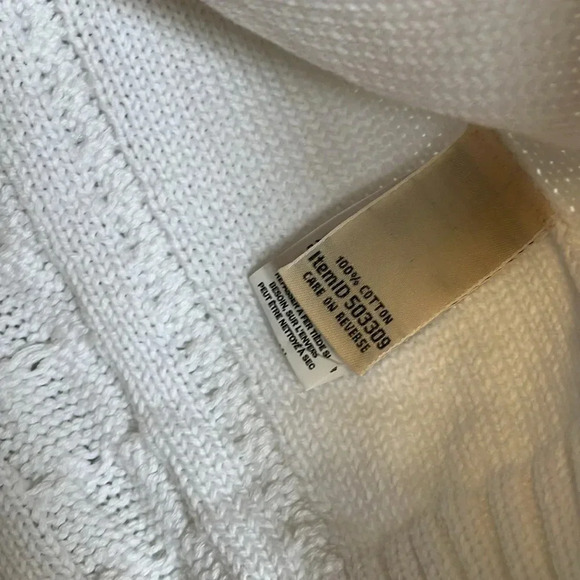 NWT  L.L. Bean white cotton cable knit sweater - Picture 4 of 5